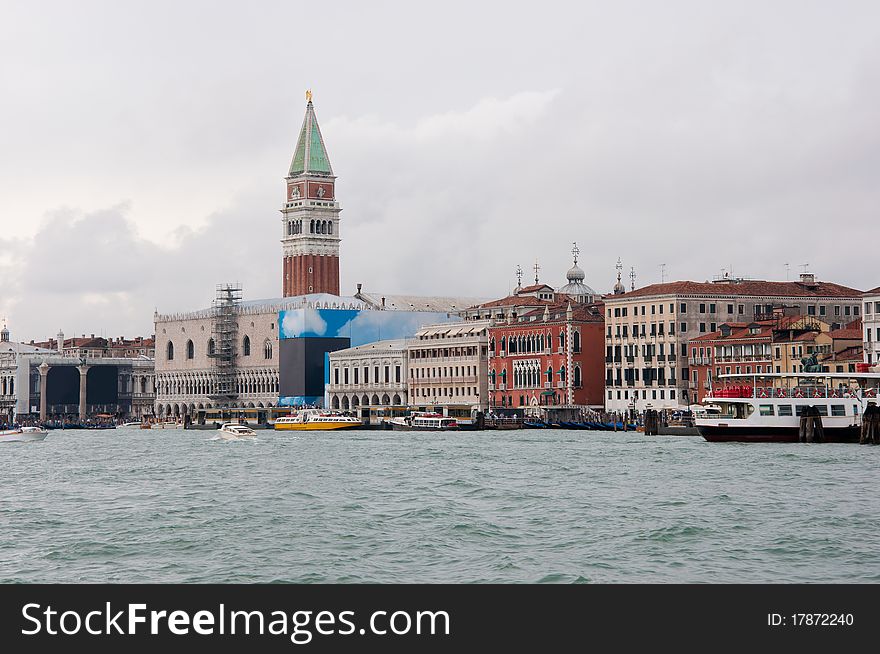Panoramic view at the Vinice embankment near the San Marco Square