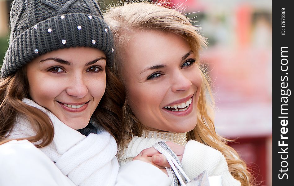 Happy Girls Twins, In The Street