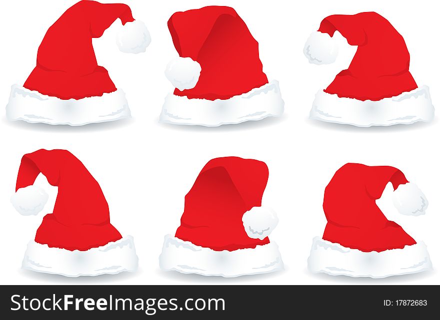 Collection of Santa Hat illustrations. Collection of Santa Hat illustrations