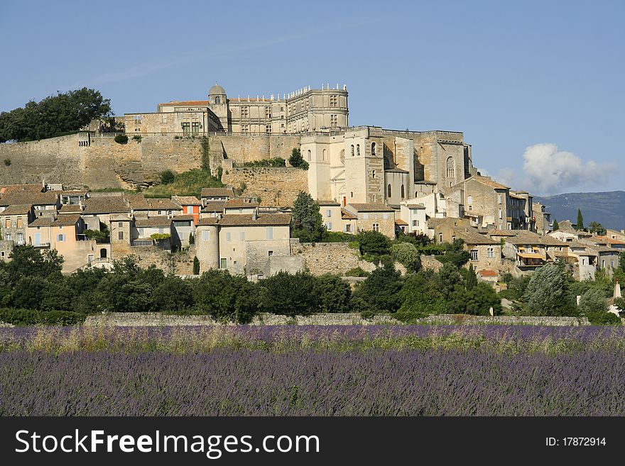 Grignan With Lavender Field, Departement Drome, Rh