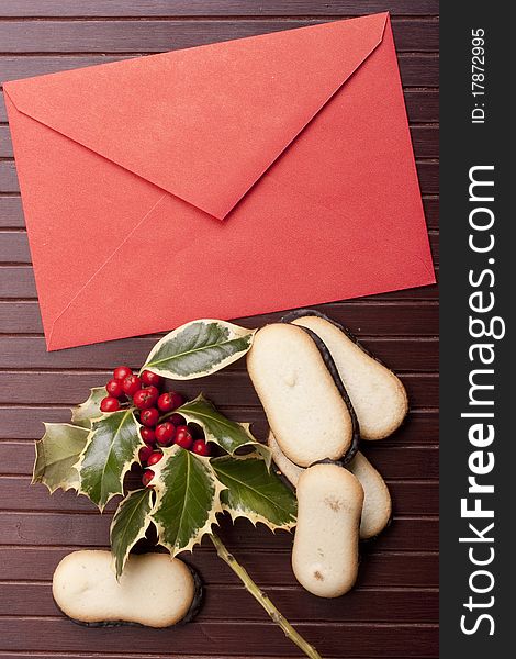 Letter to Santa Claus with cookies on a wooden background. Letter to Santa Claus with cookies on a wooden background.