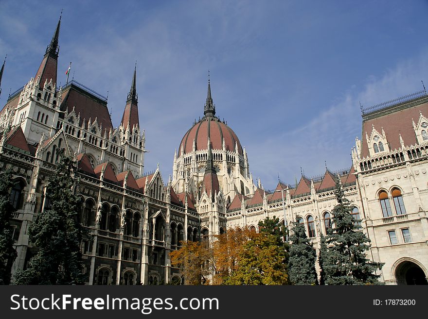View of the hungarian parliament in Budapest
