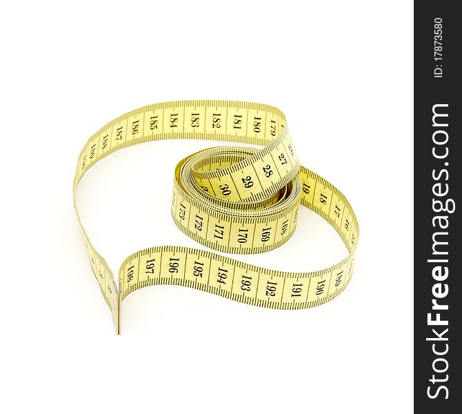Measuring tape looking as heart isolated over white background