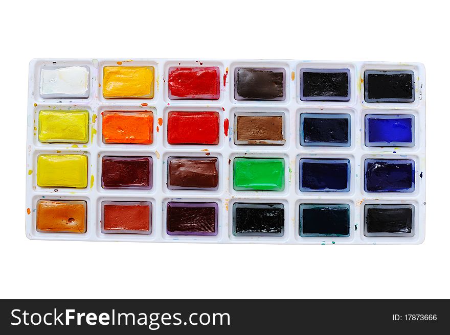 An image of a box of bright aquarelle paints