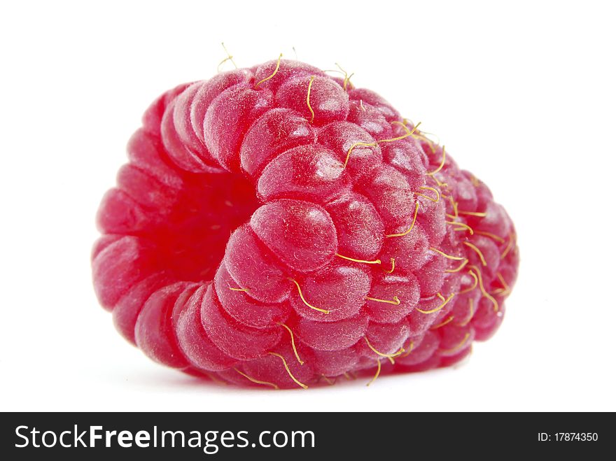 Fresh raspberry fruits isolated on white background