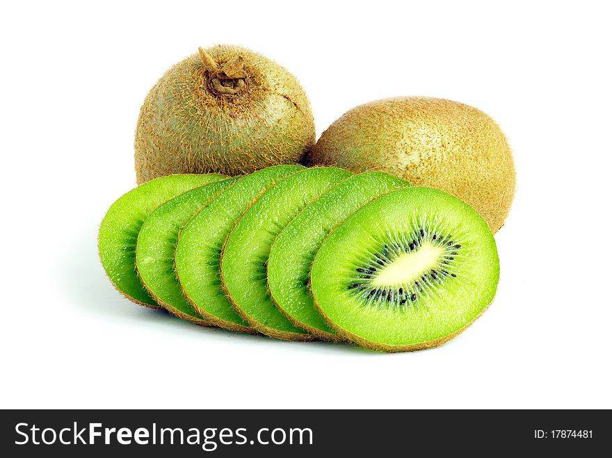 Fresh piece kiwi fruit isolated on white background