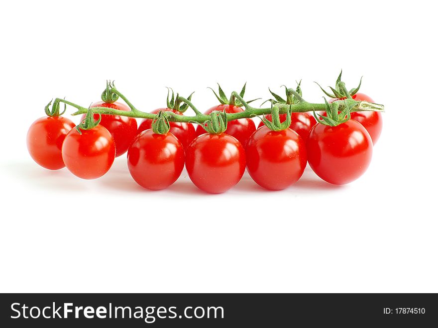 Cherry tomatoes isolated on a  white background