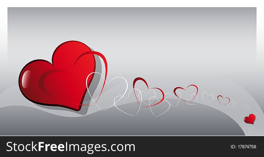 Vectorial card with image of hearts in several sizes. Vectorial card with image of hearts in several sizes