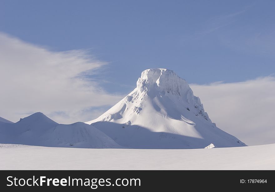 White Winter Mountain World Iceland. White Winter Mountain World Iceland