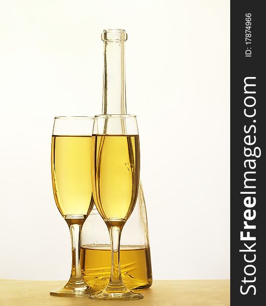 Champagne glasses on celebration table. Champagne glasses on celebration table