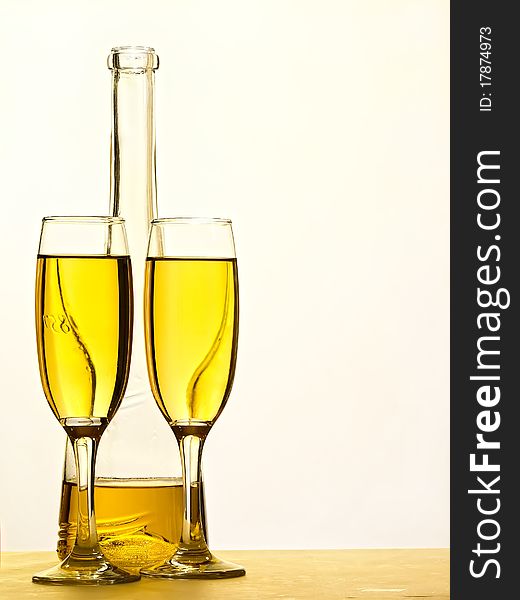 Champagne glasses on celebration table. Champagne glasses on celebration table