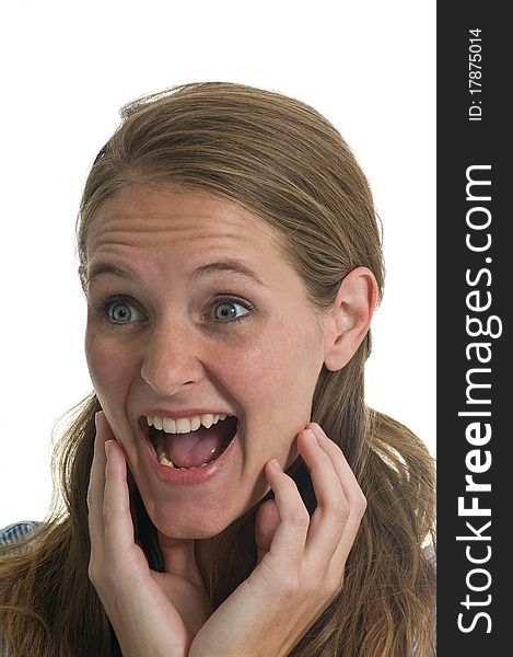 Portrait of an Excited and Surprised Young Girl. Portrait of an Excited and Surprised Young Girl