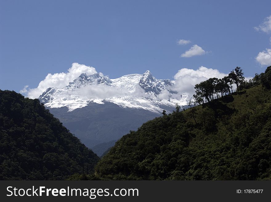 The glacier of a 5000m high volcano in Ecuador. The glacier of a 5000m high volcano in Ecuador