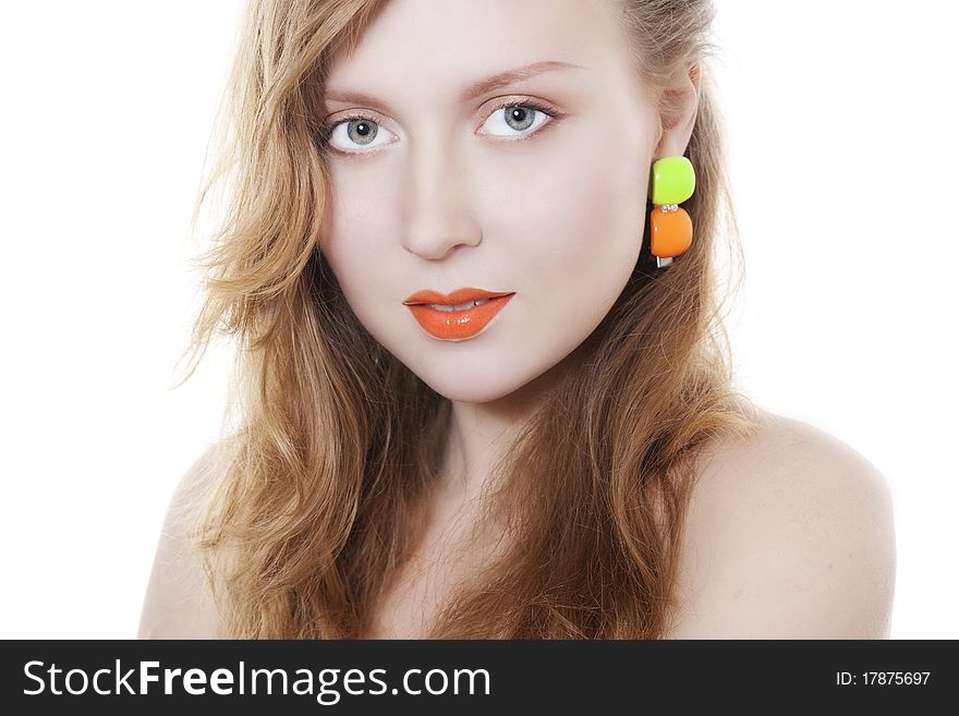 Portrait of elegant beautiful woman wearing jewelry.