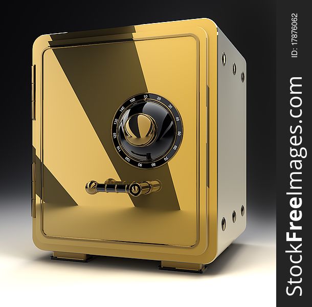 Gold Safe Isolated On Black 3D