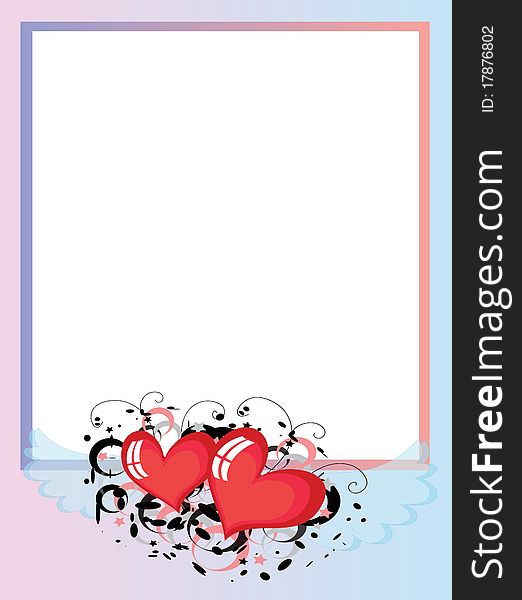 Elegant vertical frame with hearts. Elegant vertical frame with hearts