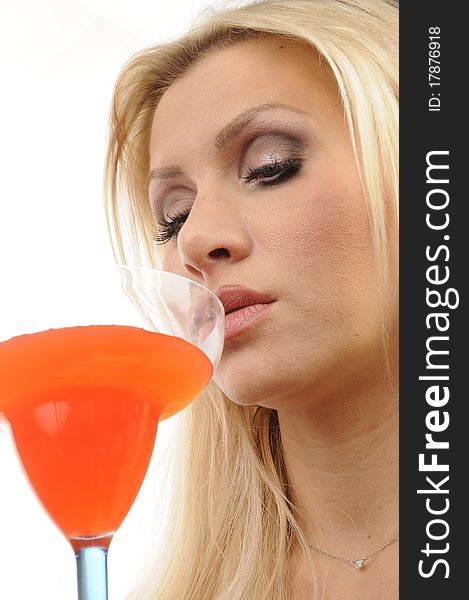 Woman drinking a refreshing beverage
