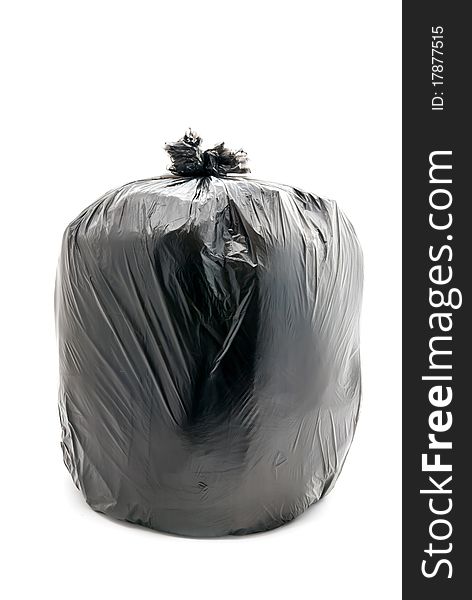 Tied garbage bag isolated on a white background. Tied garbage bag isolated on a white background.
