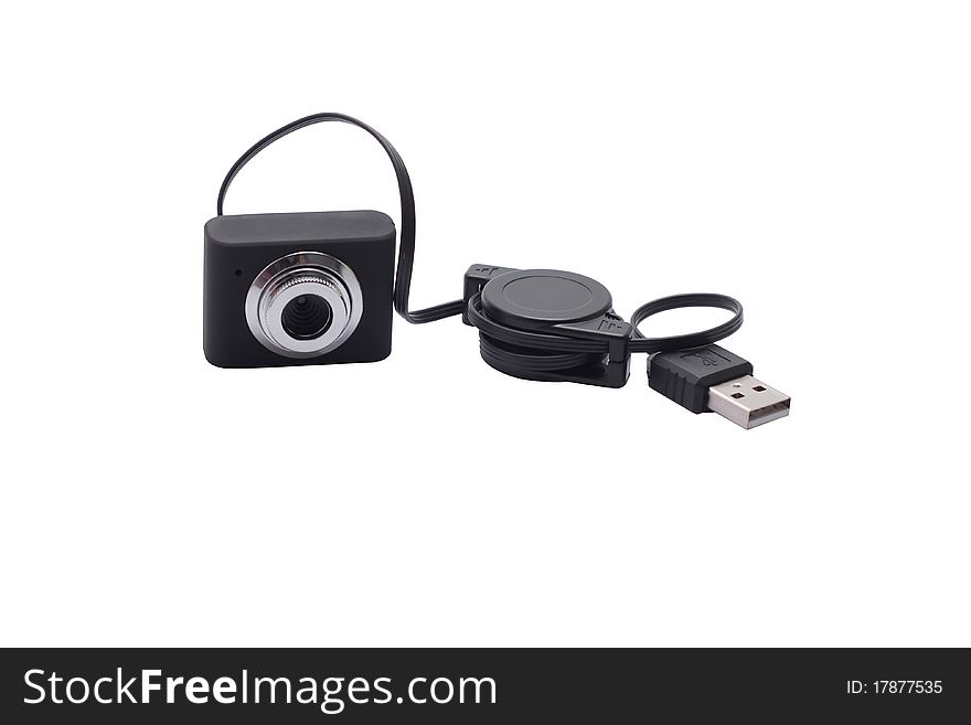 Black webcam on white backgrond. Black webcam on white backgrond