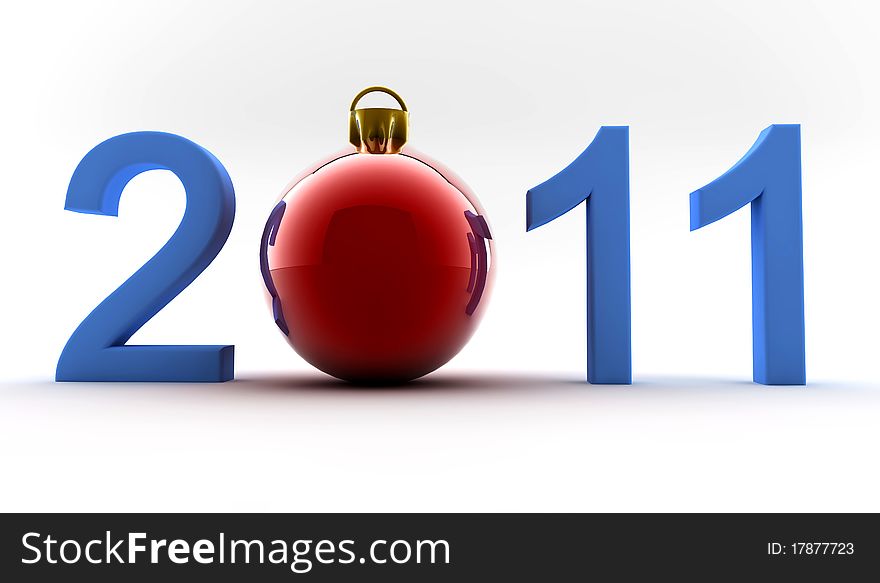A 2011 blue text with a ball decoration inside. A 2011 blue text with a ball decoration inside