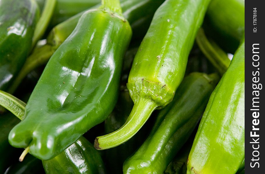 Close-up of green Spanish padron peppers
