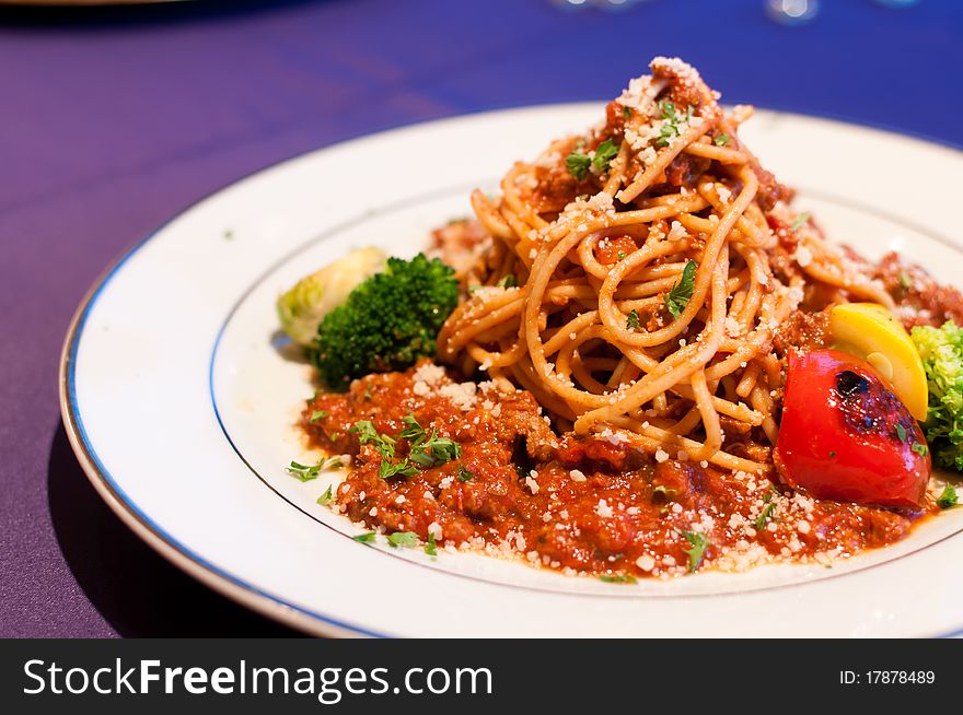 Spaghetti with Sauce served on a Plate