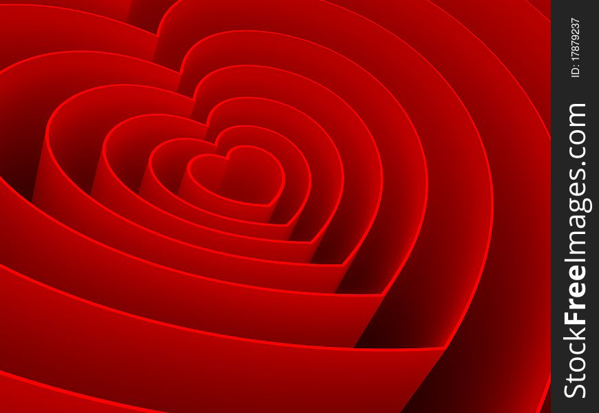 Red hearts 3d rendered background