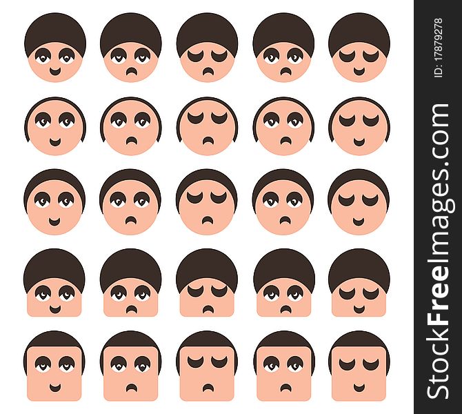 Set of people faces icons