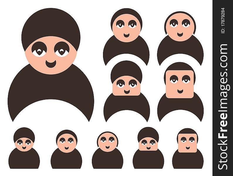 Set of people faces icons.
