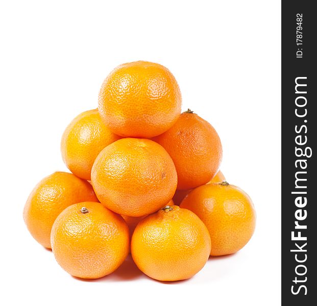 A heap of tangerines isolated on the white