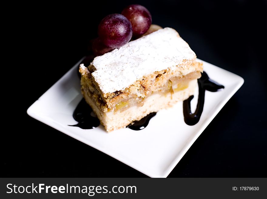 Apple Cake Served In A Restaurant