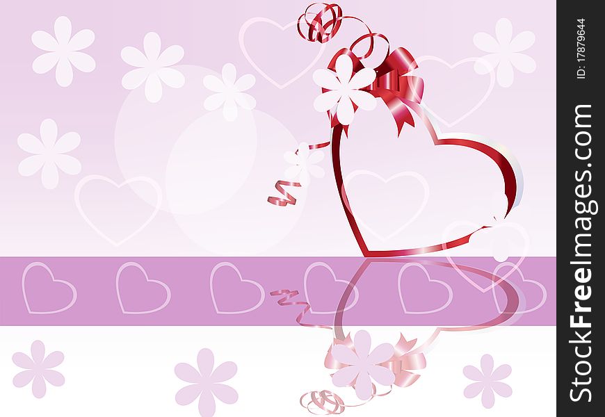 Card with a bow.Vector background