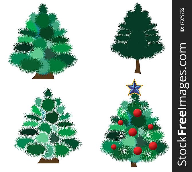 Collection of fur-trees. Vector