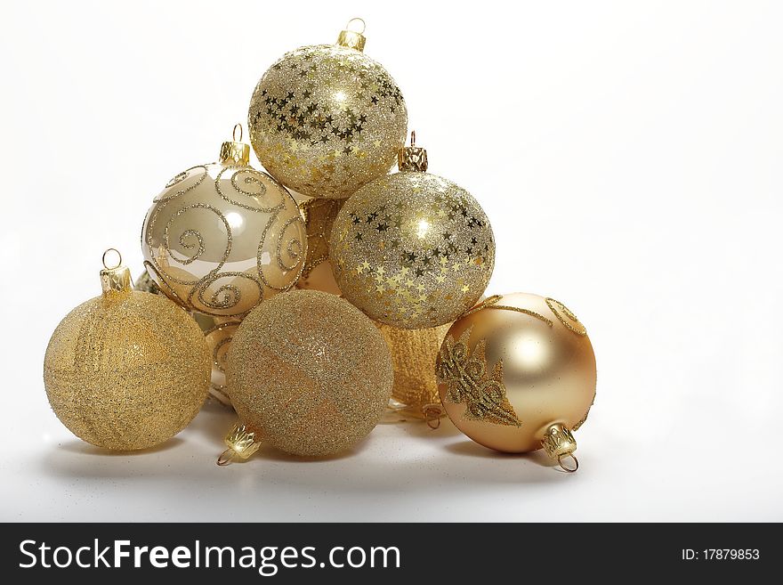 Christmas balls over white background. Christmas balls over white background