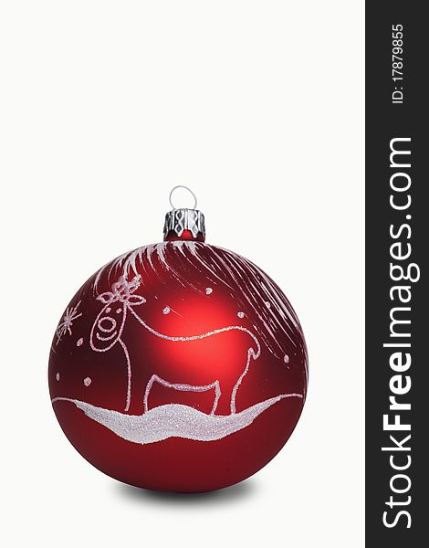 Red Christmas bauble on white background - clipping path