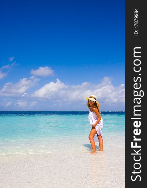 Lady On A Tropical Beach