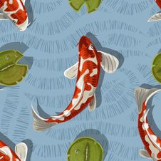 Fish Seamless Pattern Can Be Used For Wallpaper, Website Background, Textile Printing. Koi Fish Seamless Royalty Free Stock Images