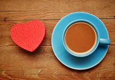 Cup Of Coffee And Red Box In Heart Shape Royalty Free Stock Image Cup Of Coffee And Red Box In Heart Shape Royalty Free Stock Image