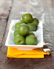 Fresh Green Olives On Bowl Stock Photos Fresh Green Olives On Bowl Stock Photos