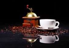 Coffee Mill On The Table With Coffee Beans Around Stock Photo Coffee Mill On The Table With Coffee Beans Around Stock Photo
