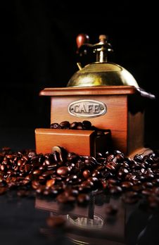 Coffee Mill On The Table With Coffee Beans Around Stock Image Coffee Mill On The Table With Coffee Beans Around Stock Image