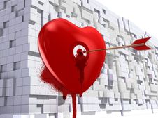 Heart With An Arrow On Brick Wall Royalty Free Stock Photography Heart With An Arrow On Brick Wall Royalty Free Stock Photography