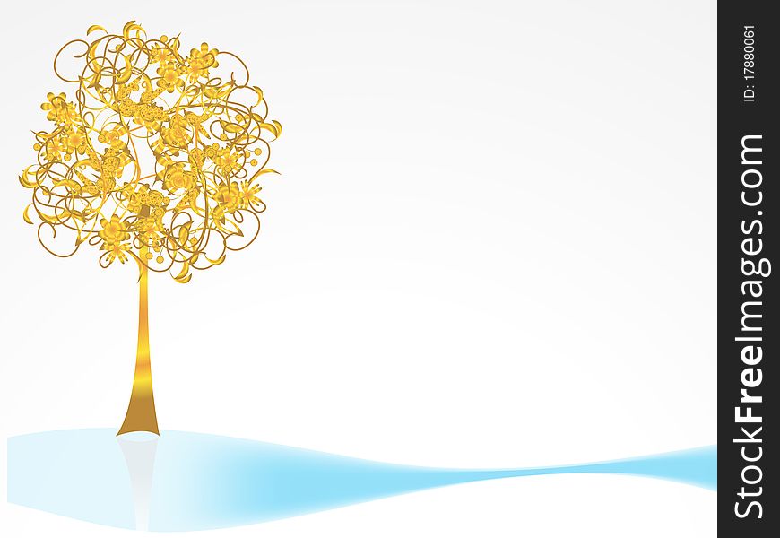 Background with a gold tree