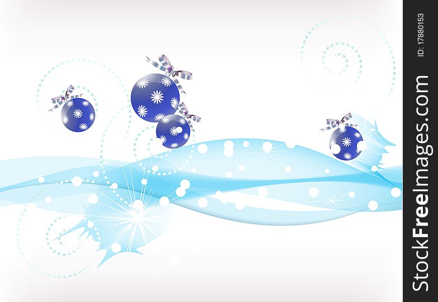 Jumping up New Year's spheres on waves. Vector background
