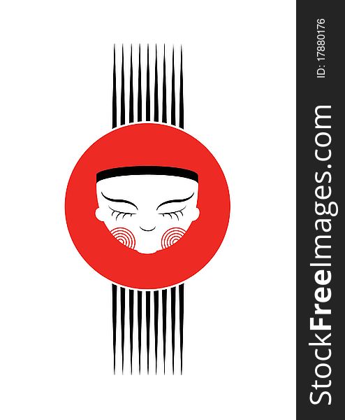 Symbolic Asian face with chopsticks