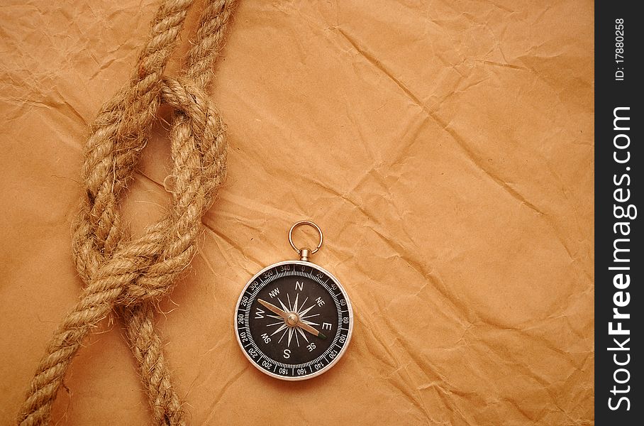 Compass And Rope On Old Paper