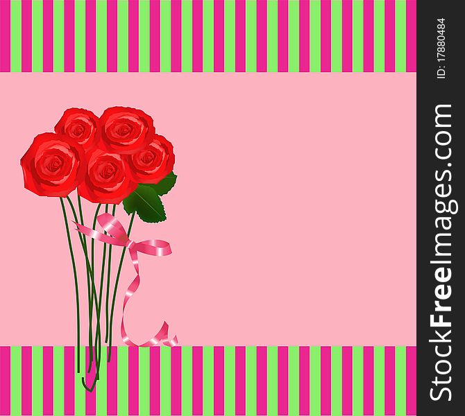 Playful card with roses. Vector background