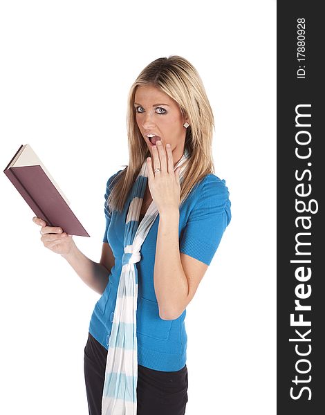 Woman Shocked At Book Looking