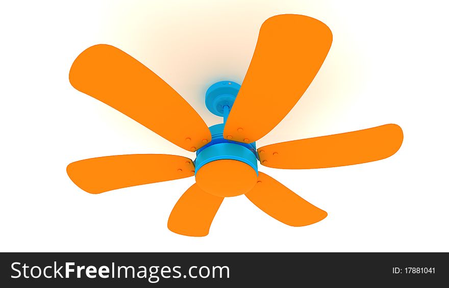 Big 3d orange fan over white background. Big 3d orange fan over white background