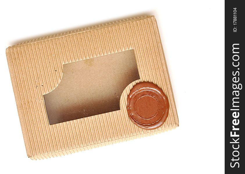 Brown box with sealing wax on white
